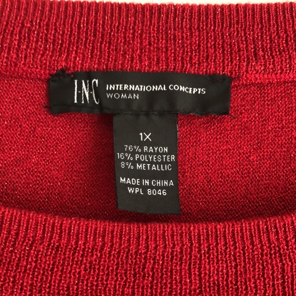 INC 1X Sparkling Red Sweater - Picture 2 of 2